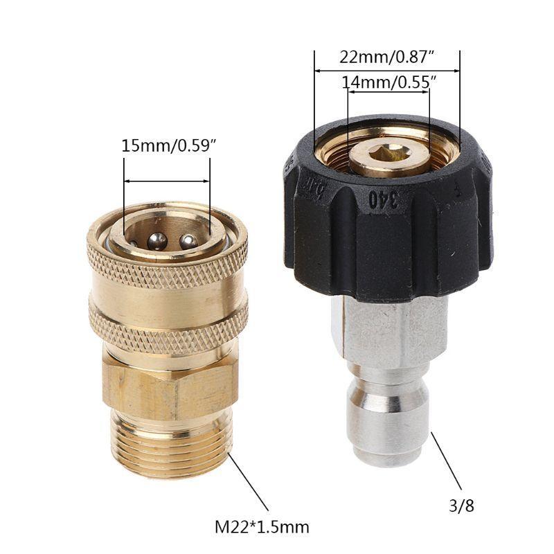 5000PSI Pressure Washer Adapter Set Quick Couplers Kit M22 14