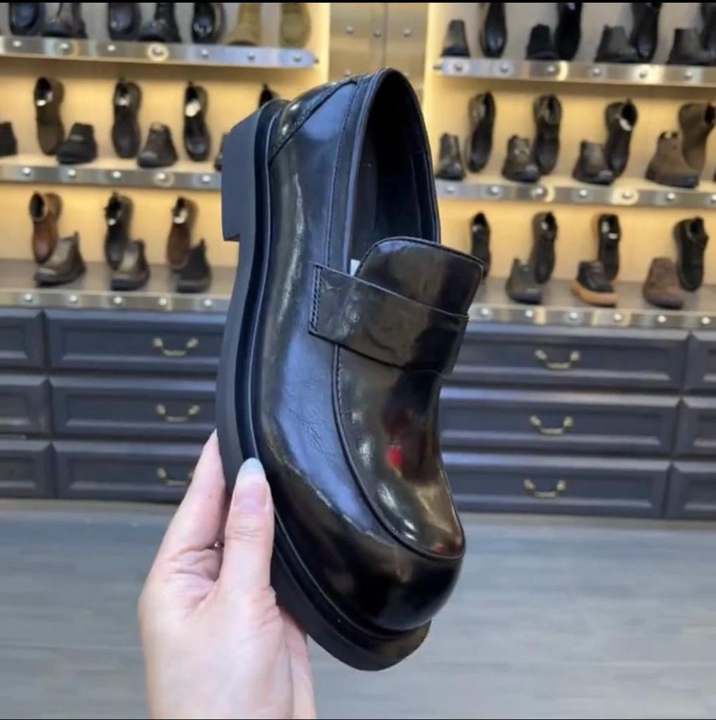 Big Head Leather Shoes European Station Men's Business Casual Chelsea Boots Square Head Black Non-slip Wedding Versatile Breathable