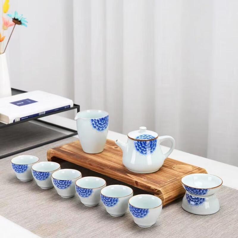 Shangqi Chinese Ceramic Tea Set - 10-Piece with Teapot