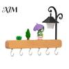 Multi Purpose Wall Mount Rack Key Holder with 6 Hooks, Solid Wood Entryway Organizer Rack, Decorative Hooks for Home Mounted Space Saving Hook