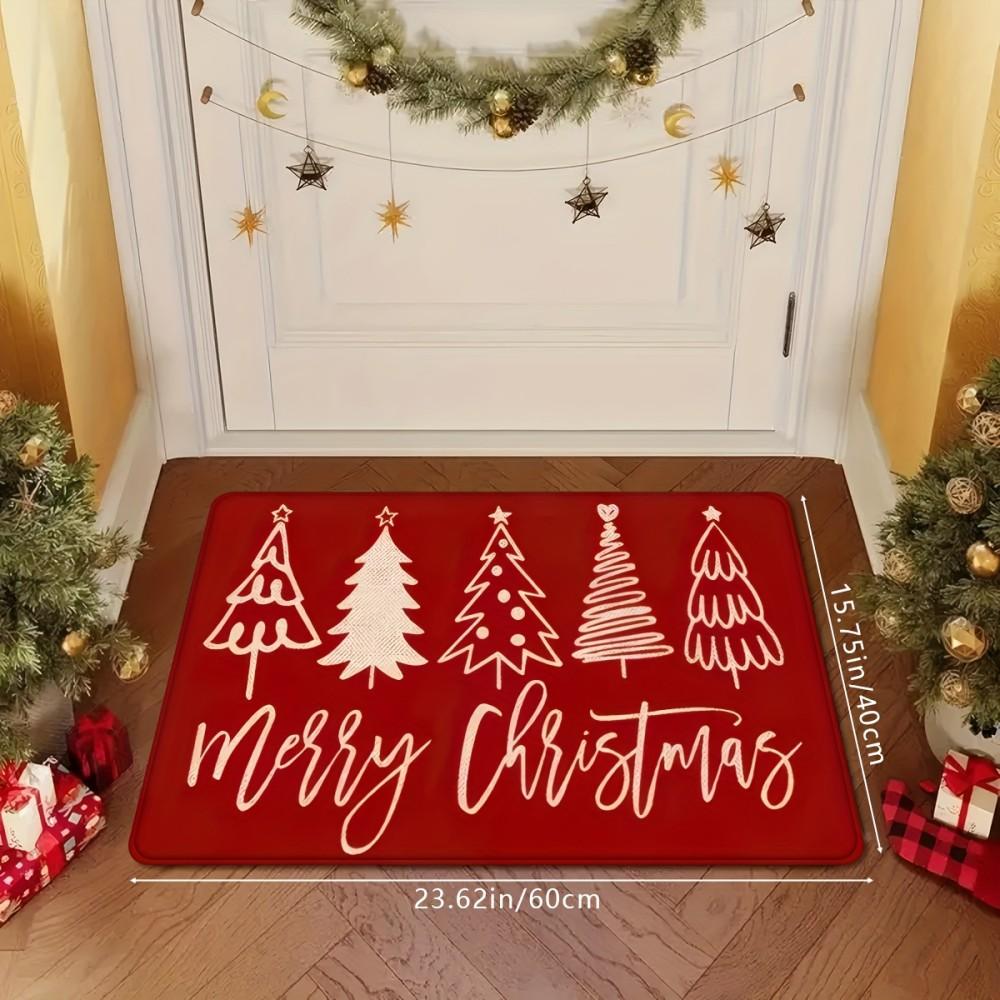 Christmas Tree Doormat, Machine-Washable Kitchen & Laundry Room Mat, Living Room, Bedroom, Bathroom Home Decor