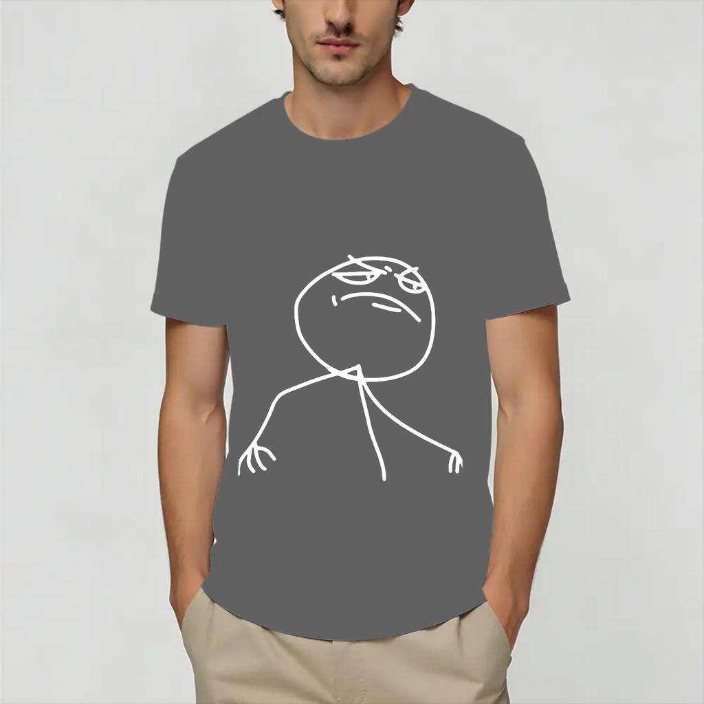 Rage Comic Trollfac Pure Cotton Tshirt For Male Beach Streetwear Tshirts O Neck Trendy Cool Tees Oversize Print Tops