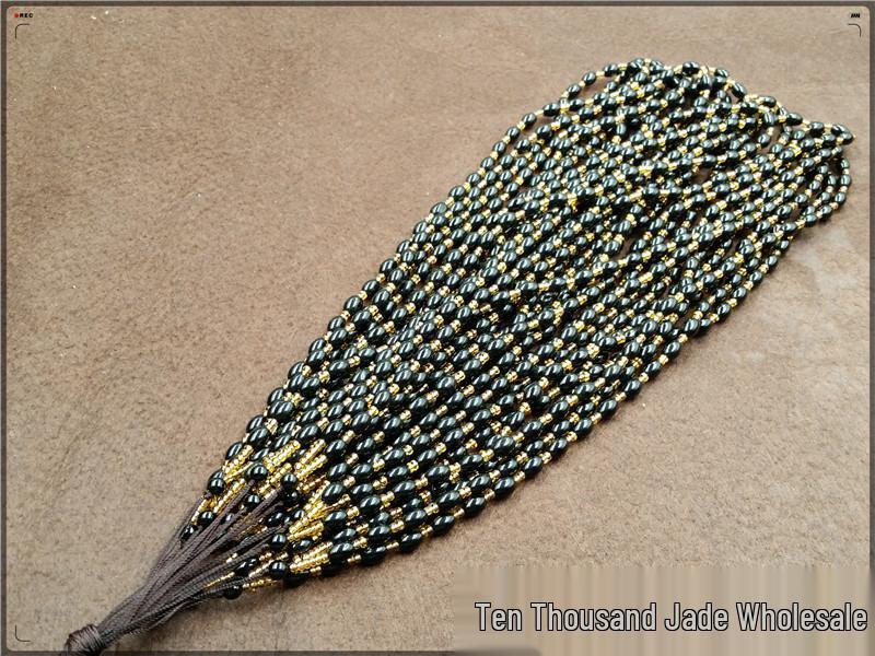 Black Obsidian Cylinder Bead Necklace Cord