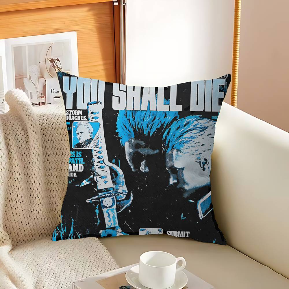 Classic D-Devil M-May C-Cry Action Game Pillow Covers Cartoon Sofa Decorative Home Double-sided Printing Short Plush Cute
