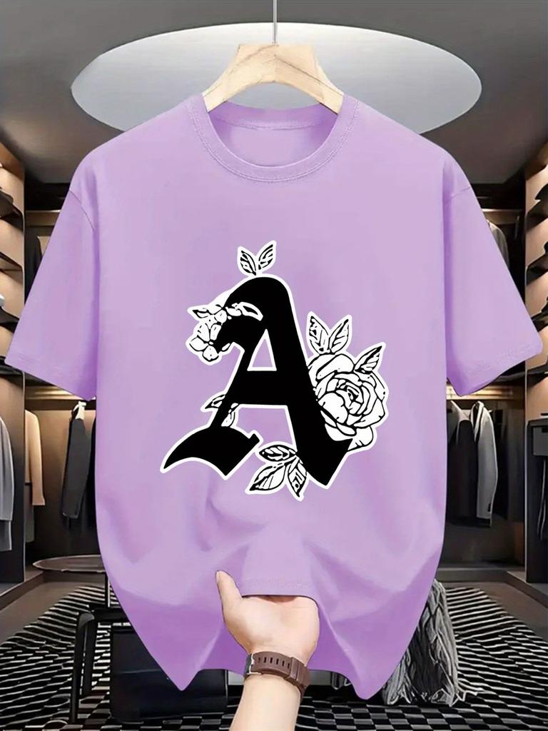 New Trendy Mens Personalized Letter Printed Breathable and Comfortable Round Neck Tshirt Summer Outdoor Casual High Street Top