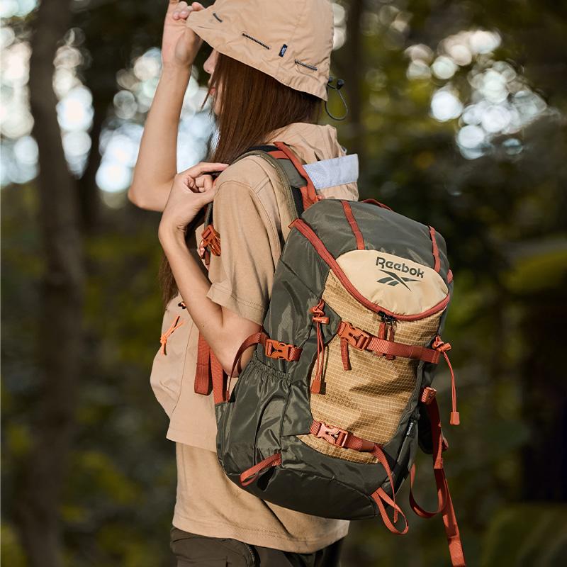 New Reebok Fabric Backpack Unisex Khaki Green/Jasper/Obsidian Black RB250104M