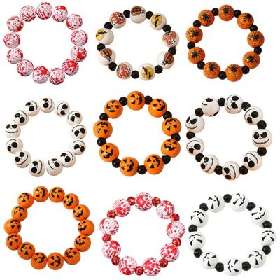 Schädel Kürbis Spinnen Perlenarmband Elastisches Armband Halloween Perlenarmband