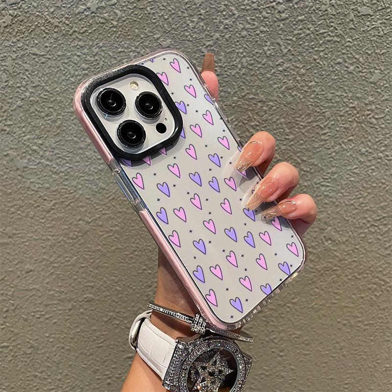 Summer New Ins Transparent Mobile Phone Case Apple 14promax Simple Love iPhone17 Anti-drop Tpu Soft Case