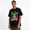 Feeling Lucky Clover Print Casual Tee Retro Lucky Vibe Top Pure Cotton T-shirt