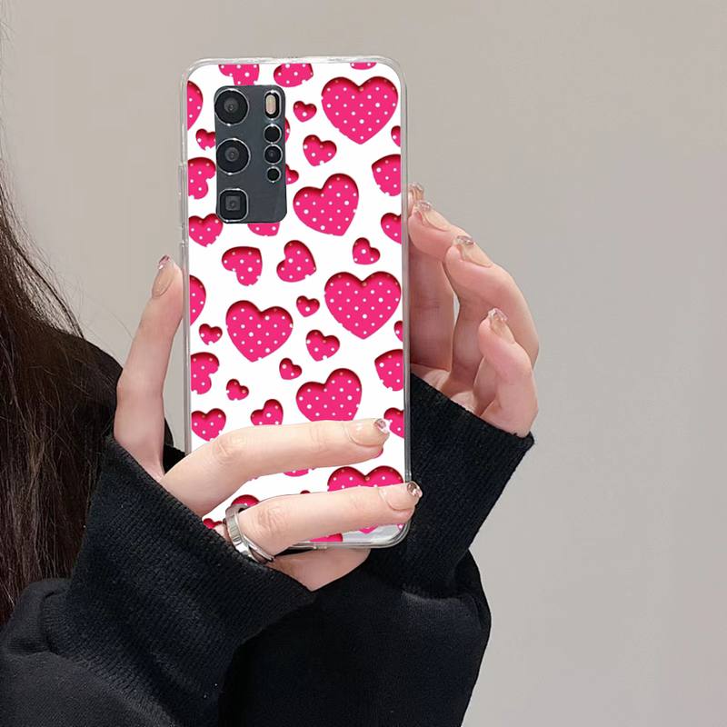 Loving Heart Ripple Phone Case For Huawei Mate P10 P20 P30 P40 P50 Smart Z Honor 50 60 70 Pro Lite Transparent Case