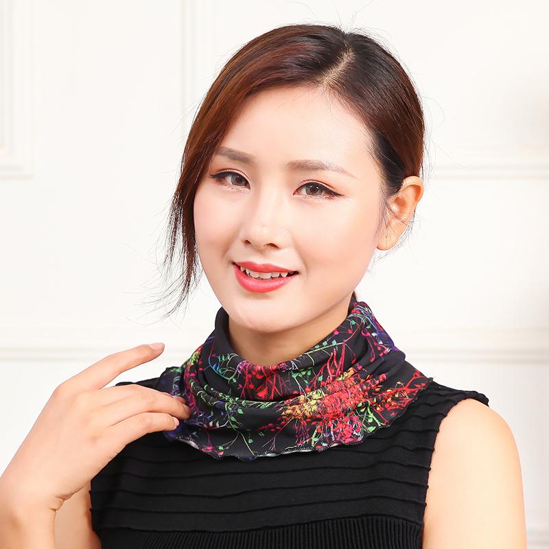 Eșarfă mică de mătase Pulover de primăvară și de vară, eșarfă cu guler fals, husă pentru gât pătrat din plasă pentru femei, eșarfă versatilă W18