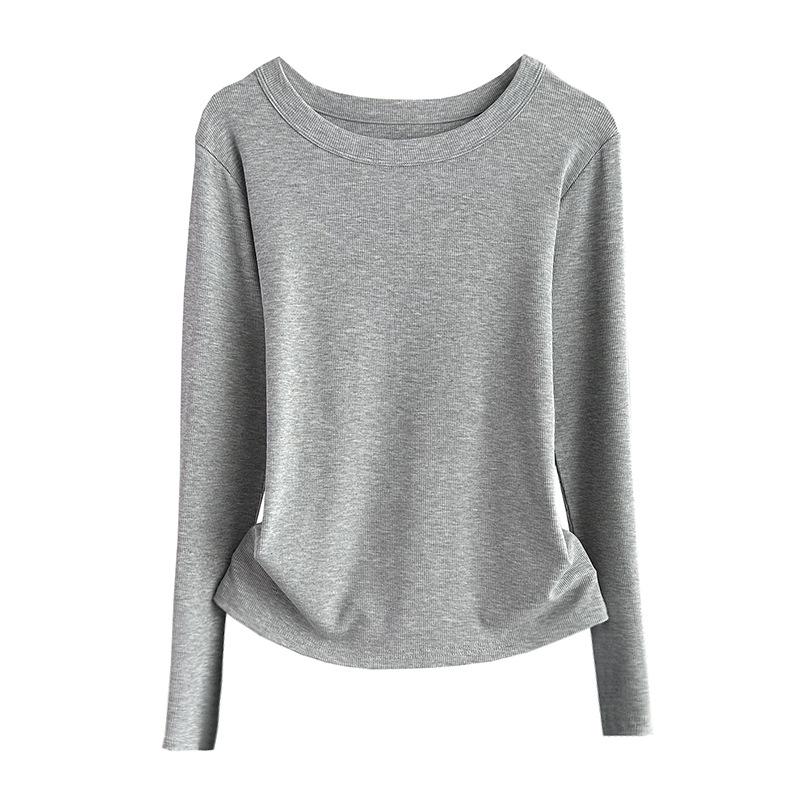 Ribbed Round Neck Long Sleeve Base Top Modal Slim Inner Wear For Winter Stretchy Slim Base Layer Soft Ribbed Fabric Good For Inner And Outer Wear Top