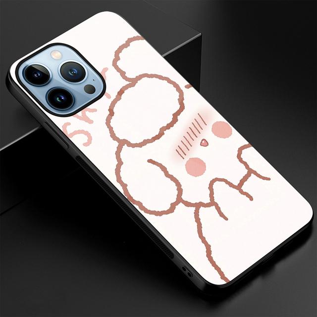 Cartoon Cute Bear Phone Case For Iphone 14 13 11 12 Pro Max Mini Xs Xr X 7 8 6s Plus Se 2022 Tempered Glass Protection Shell