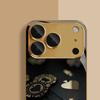 Black Card Gold Symbol Pattern Gold Metallic Paint Glass Phone Case For iPhone 17 Pro Max 11 12 13 14 15 16 Plus 17Air 16E Cover