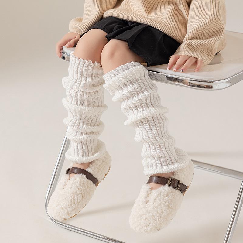 2025 Children's Vertical Stripe Over-the-Knee Leg Warmers - Breathable Spring/Summer Knitted Knee Pads and Scrunchy Long Socks for Girls.