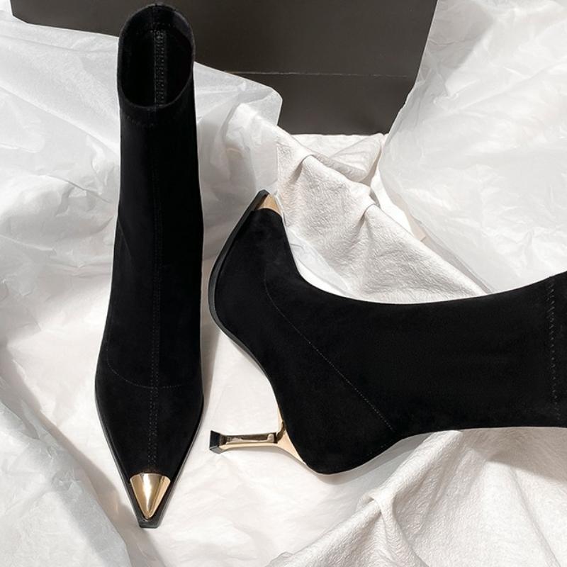 Pointed Toe Women Ankle Boots High Heels Sexy Fashion Shoes Dress Suede Luxury Winter Botas 2025 New Elegant Pumps Mujer Boots