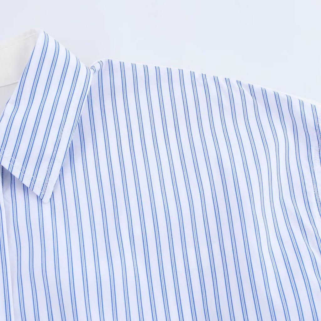 2025 Spring Women's Casual Striped Poplin Long-Sleeve Shirt