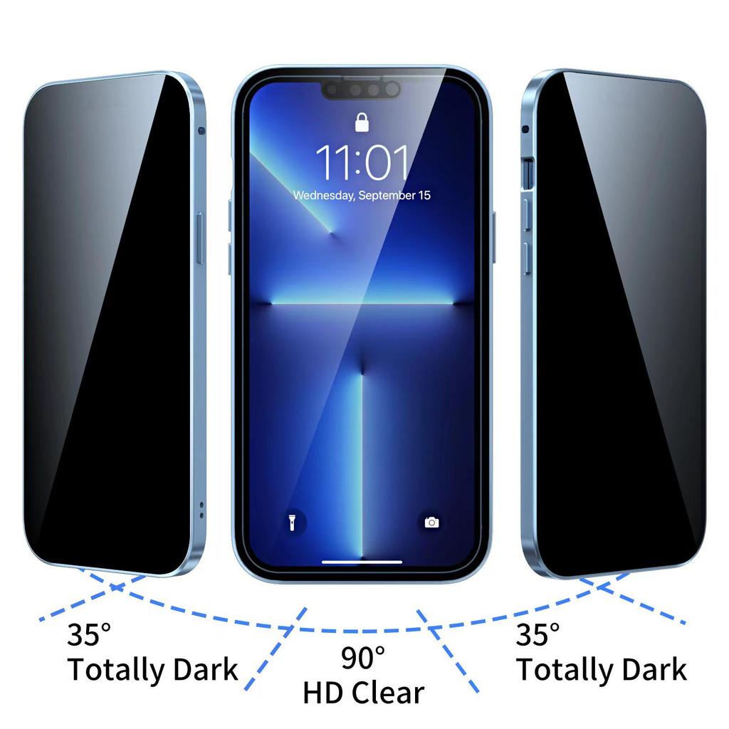 Custodia in Vetro Magnetica Anti-Spionaggio per iPhone 16 Pro Max