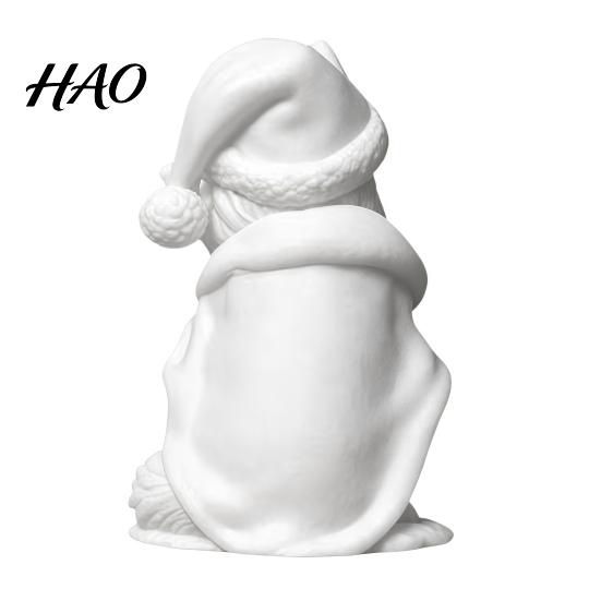 White Wolf Statue 3D Printed Figurine, Cute Christmas Animal with Santa Unique Holiday Present Hat And Scarf for Tabletop, Mantel Shelf Home