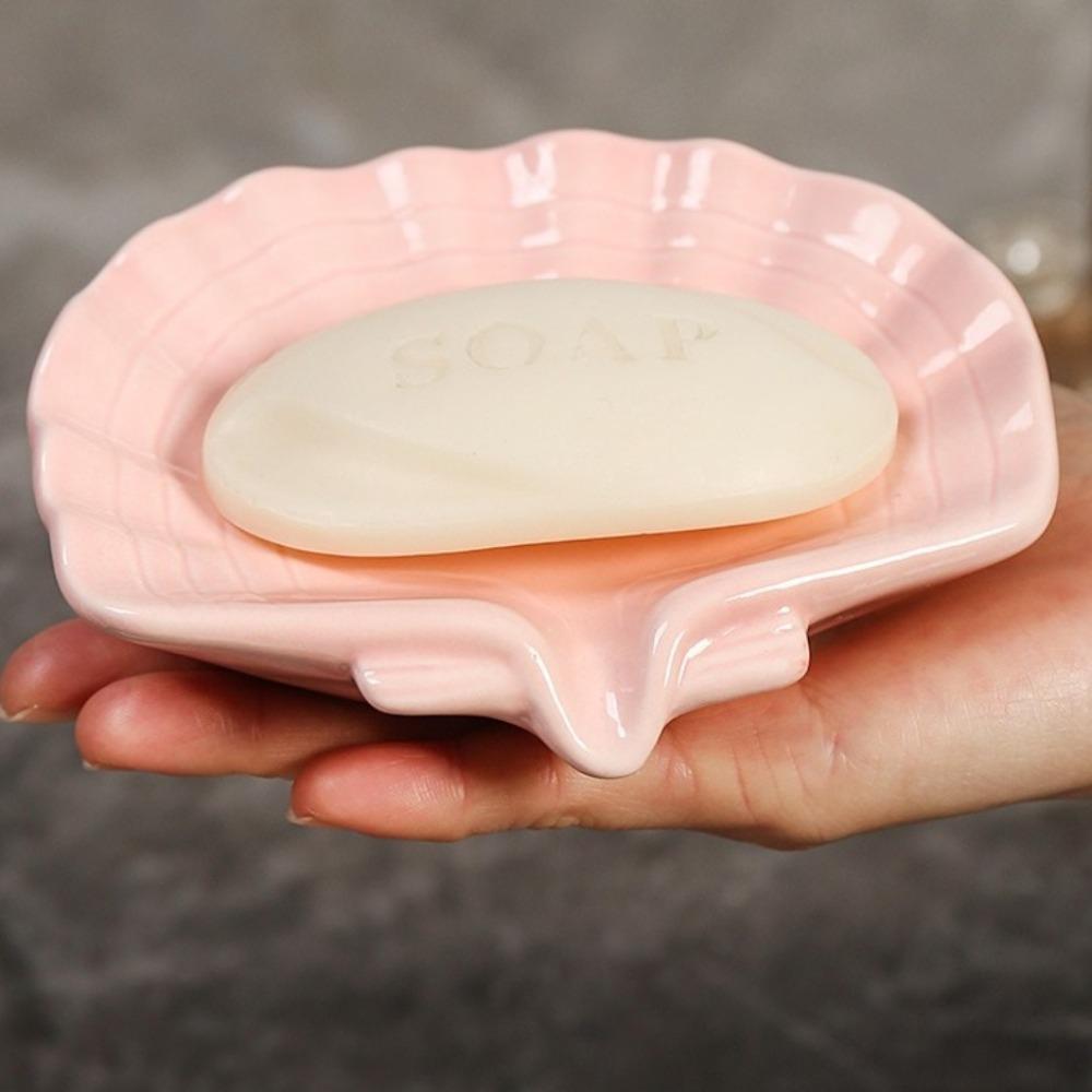 Self Draining Shell Conch Soap Box Soap Dish Soap Drying Rack Drain Rack  Wash Basin