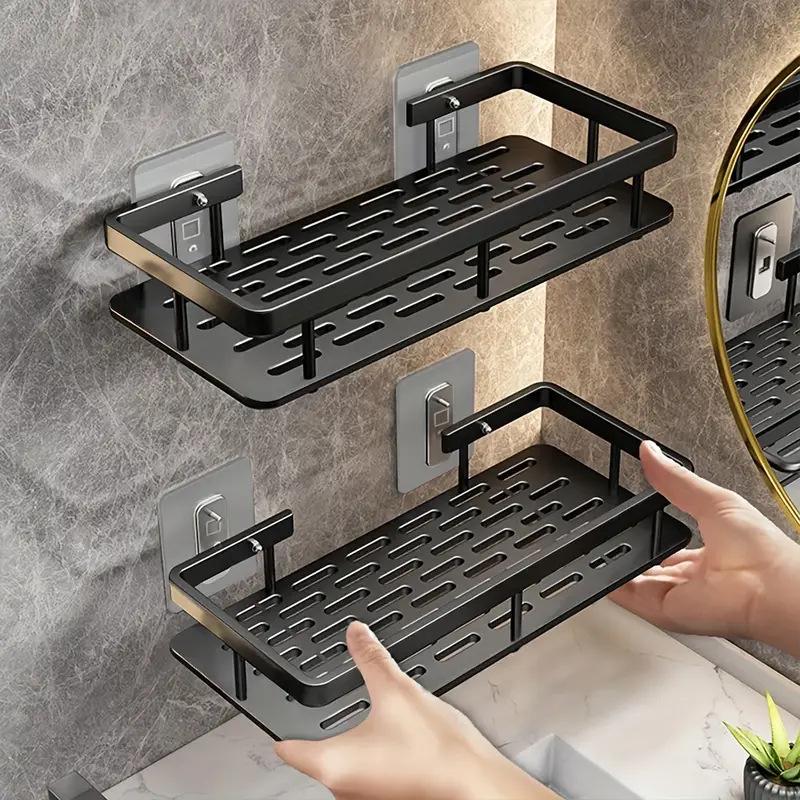 Suction Cup Wall-Mounted Triangle Bathroom Shelf - Space Aluminum, No Drilling Required