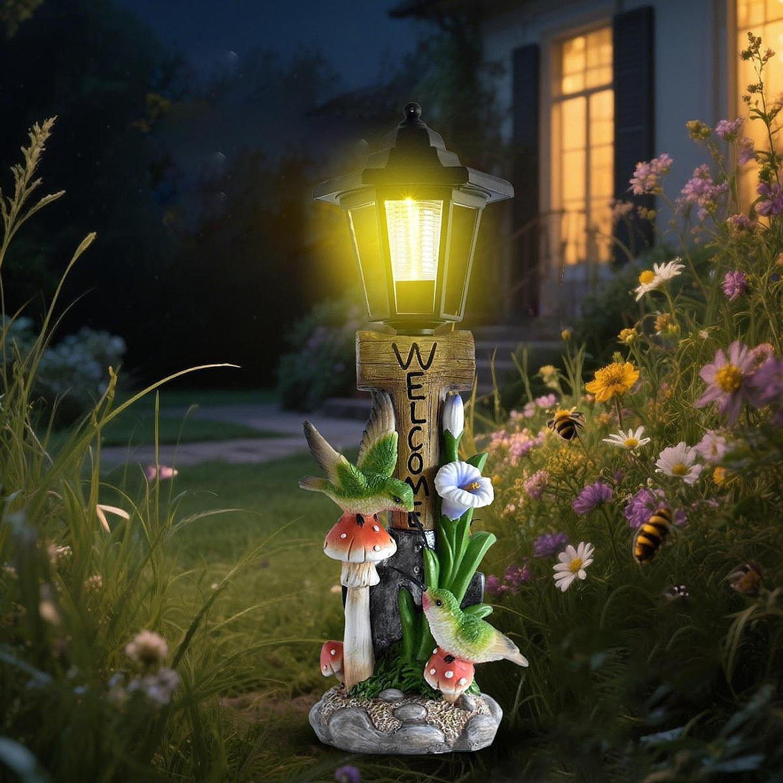 

Garden Bird Statue Solar Light Creative Night Lamp Patio Decorative for Stairs