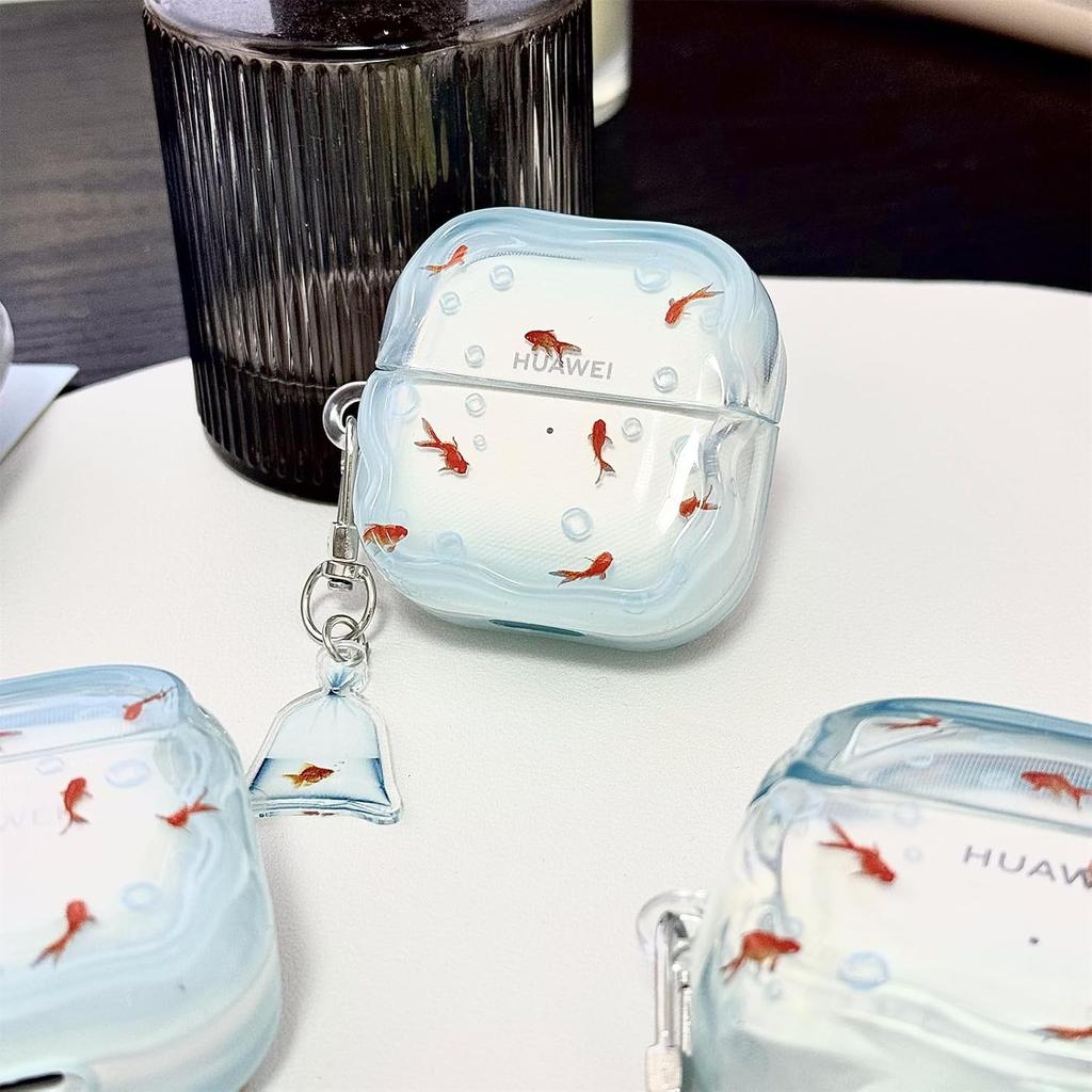 for Huawei Freeclip 2 Case Cute (2025),Kawaii Cartoon Fish Pattern,Funny Earphone Protective Cover for Women Girls Boys