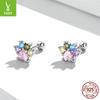 Color Zirconium Cute Paw Print Stud Earrings Sterling Silver Wind Niche High-End Earrings Sce1334