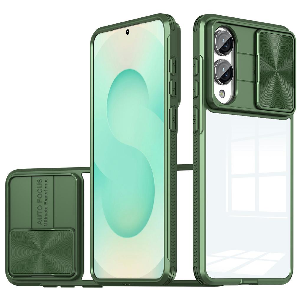 For Samsung Galaxy S25 Edge Case TPU + PC Clear Phone Cover with CD-Veins Camera Lens Sliding Lid