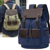 Men's Canvas Backpack Laptop Bag College Student Commuter Travel Drawstring Backpack Flip Cover School Bag Retro Backpack Men