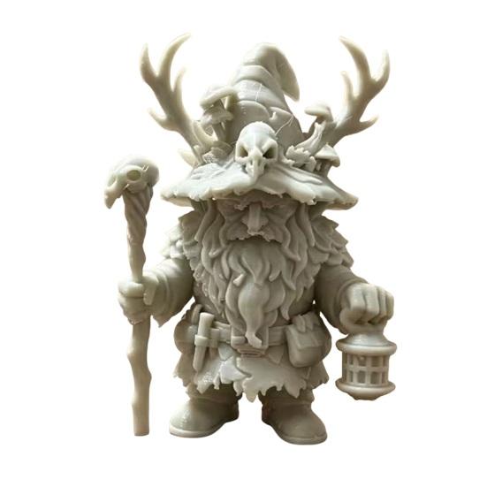Huaqianguhh Dwarf Wizard Figurine, 3D Printed Fantasy Mage Statue, Forest Sorcerer Decor for Desk Shelf, Easter Gift Collectors Board Game Fans