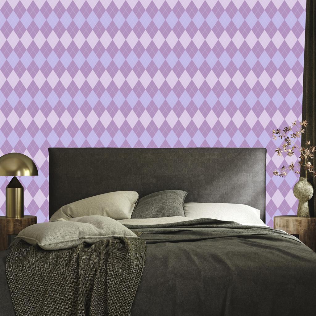 Pastel Diamonds Wallpaper Lavender, Purple and Blue 50x1000