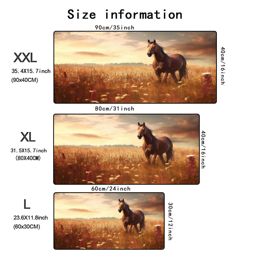 Tapis de Souris Gaming Cheval Fort XXL Base en Caoutchouc Naturel Antidérapante Grand 900X400 Tapis de Bureau Accessoires Clavier Bureau Ordinateur 1Pièce