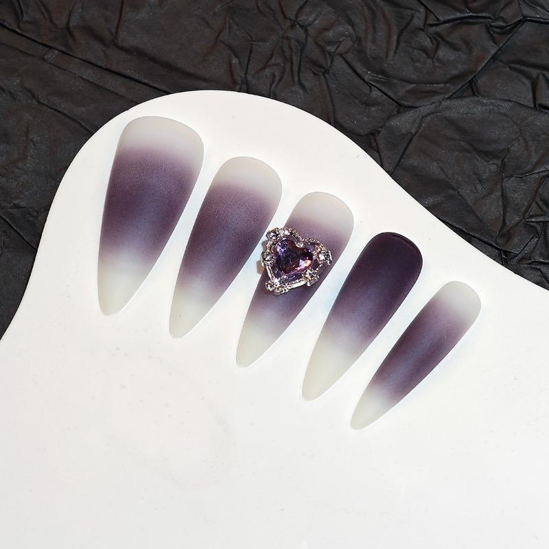 Nail Art Wear Nail Dark Love Sweet Cool Gothic Halloween Long Gradual Change Smudge Pointed Nail Fake Nail Patch