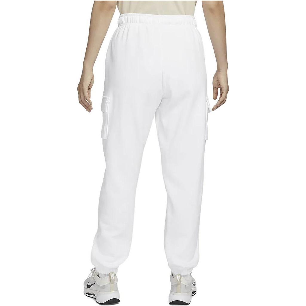Nike Sportswear Club Fleece Solid Color Drawstring Loose Fit Multi Pocket Design Casual Knit Sweatpants Women Bottoms White DQ5197-100