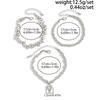 Salircon 3 Pcs/Set Fashion Irregular CCB Beaded Bracelet for Woman Men Creative Love Heart Pendant Bangles Vintage Jewelry Set