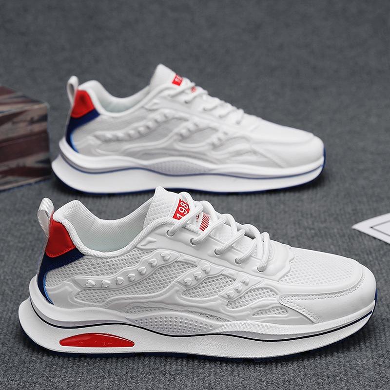 

Летняя мужская обувь, новые дышащие сетчатые белые туфли, мужская трендовая универсальная спортивная обувь на платформе, повседневная модная обувь для папы 44