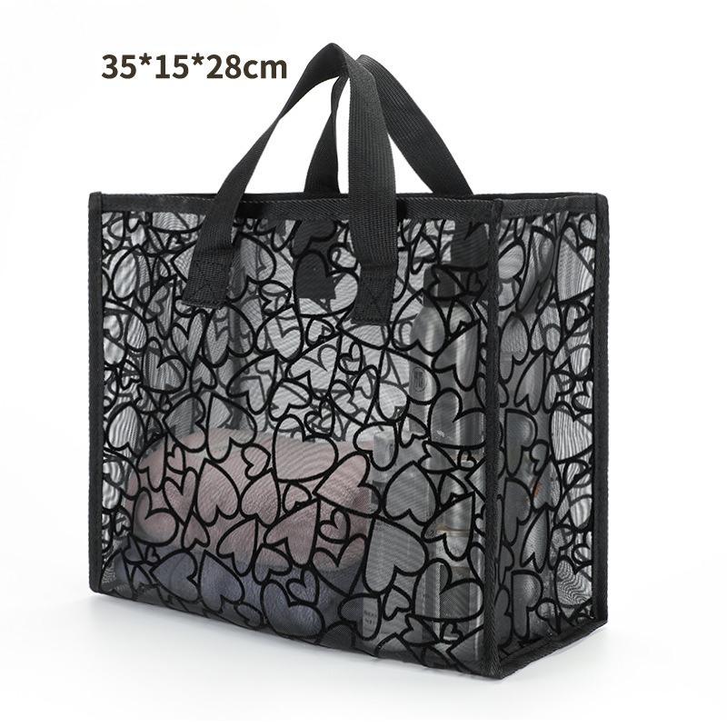 

New girls mesh transparent love makeup bag, wash bag, makeup brush storage bag, pencil case MS05