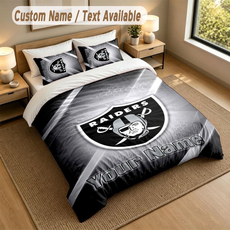Bedding Set 1 Duvet Cover 2 Pillowcases Las Vegas Raiders Print Soft Bed Linen Bedroom Decor