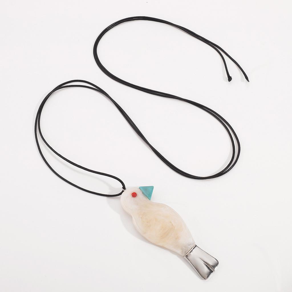 Tooxika Cute Resin Bird Pendant Long Necklace Personalised Literary Necklace