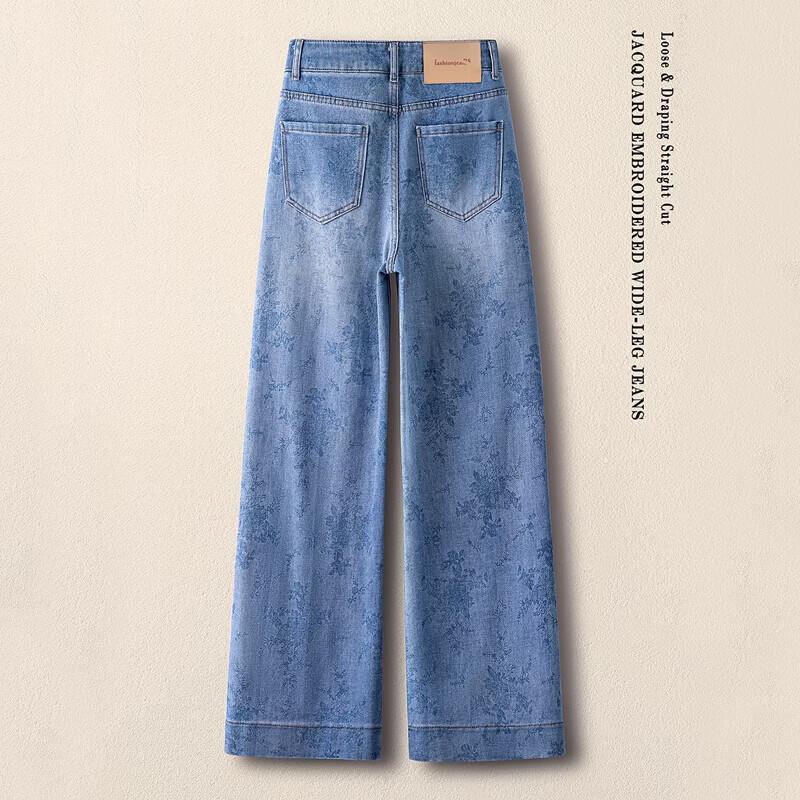 Women's High-Waist Washed Wide-Leg Jeans