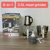 3-in-1 Stainless Steel & Glass Double Cup Meat Grinder, 3-Speed, High Power, English/European Standard.