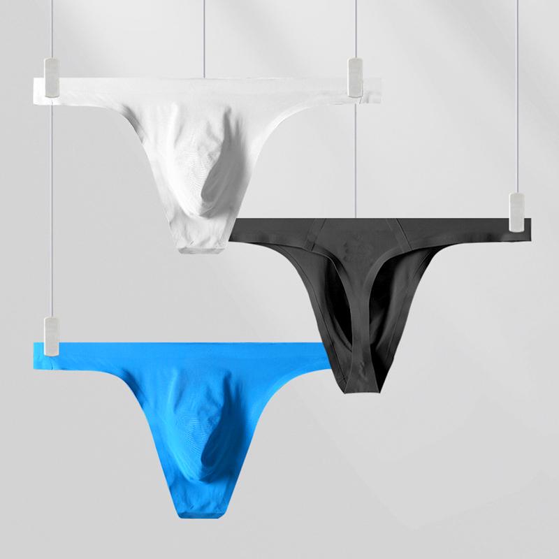 1Pc Thong Seamless Men Sexy G-strings Ultra-thin Briefs Underwear Ice Silk