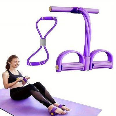 4-Tube Adjustable Resistance Bands Elastic Fitness Bands for Home Workout – Multifunctional, Portable, Anti-Slip Pedal & Pull Rope