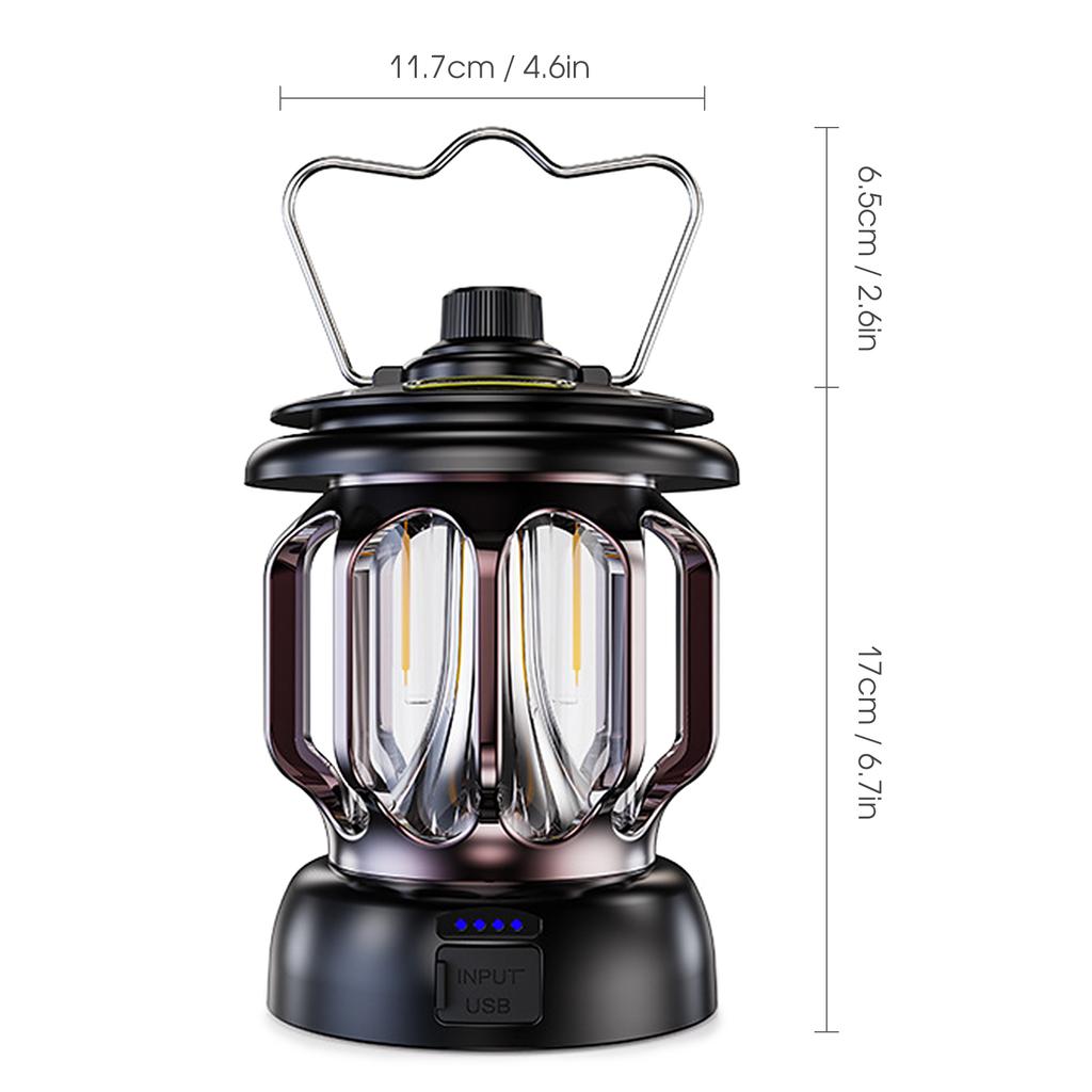 Rechargeable Vintage Lantern LED Metal Hanging Lantern Table Lamp for Indoor Outdoor Camping