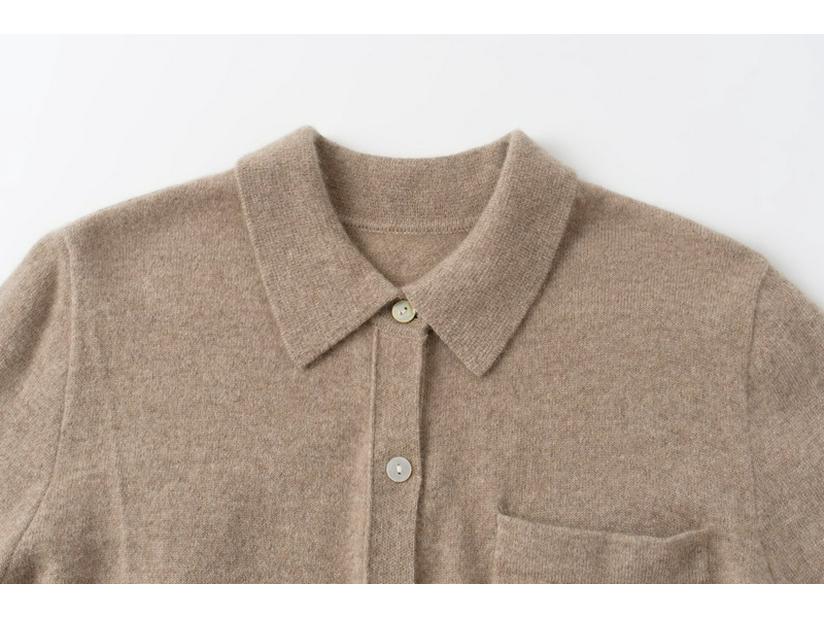Uvolněný polokošilový límec 100% čistý kašmírový kardigan - Svetr střední délky