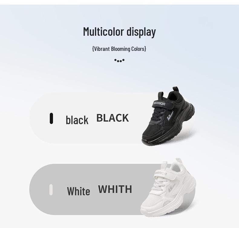 Unisex Kids' White Velcro Sports Shoes - Breathable, Thick-Sole Casual Sneakers for Spring.