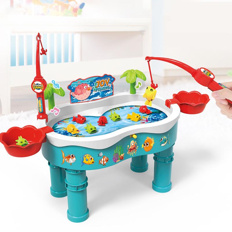 

Магнитные игрушки для рыбалки, Электрическая вращающаяся платформа для рыбалки, в которую можно наливать воду, Набор игрушек для ловли рыбы и игр с водой