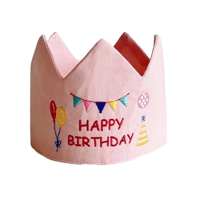 Handmade Birthday Crowned Hat For Baby First Birthday Party Photography Soft Cloth Embroidered Keepsake Accessory