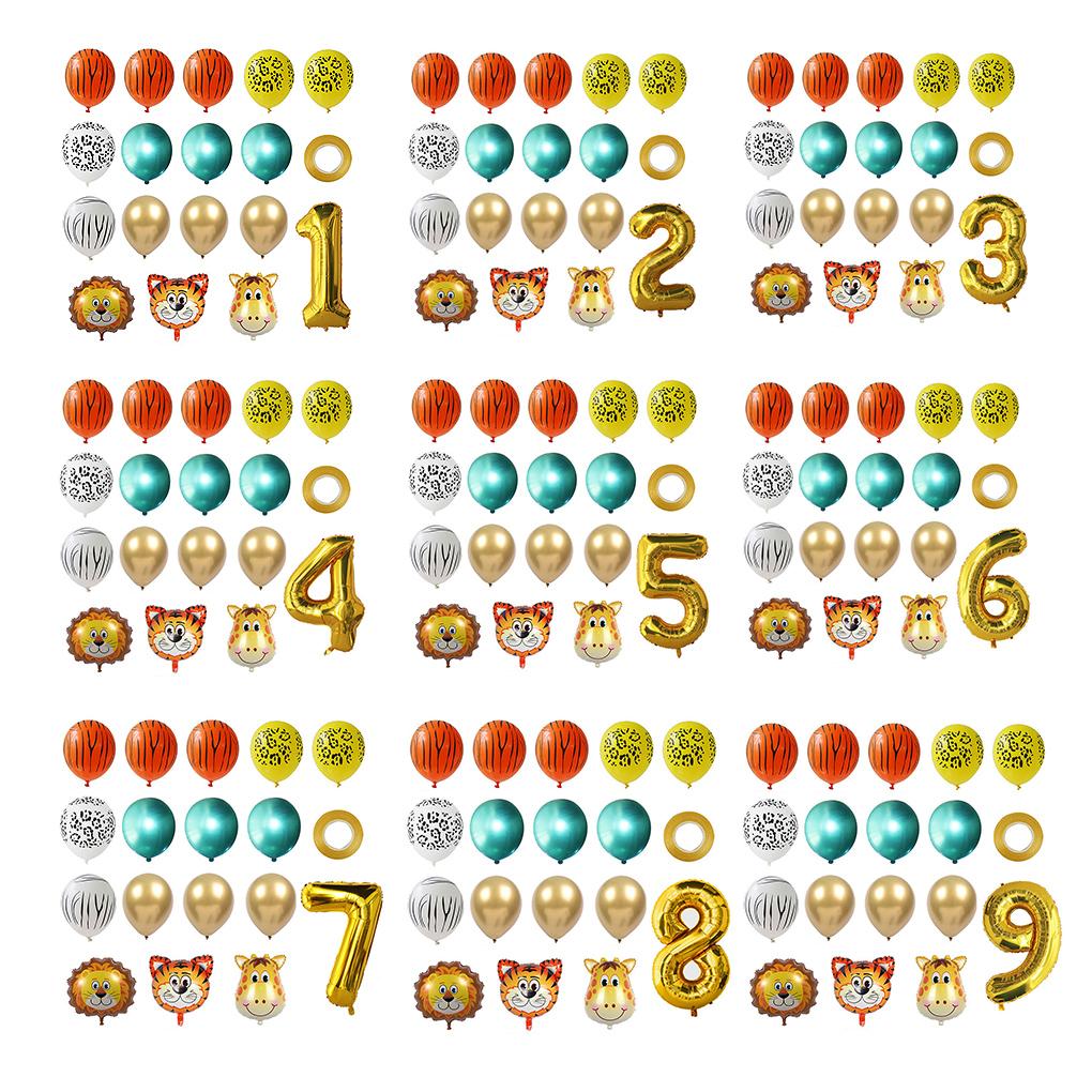18pcs Jungle Animal Balloons Set Chrome Latex Balloon 30inch Gold Number Globos Kids Birthday Party Baby Shower Decor